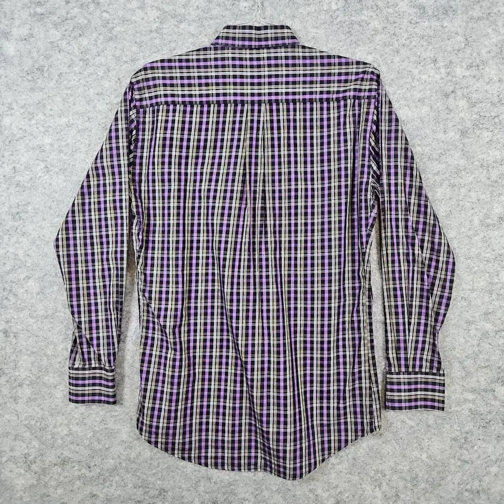 Peter Millar Men's Dress Shirt Size Medium Embroidered Duck Purple‎ & Gray Plaid
